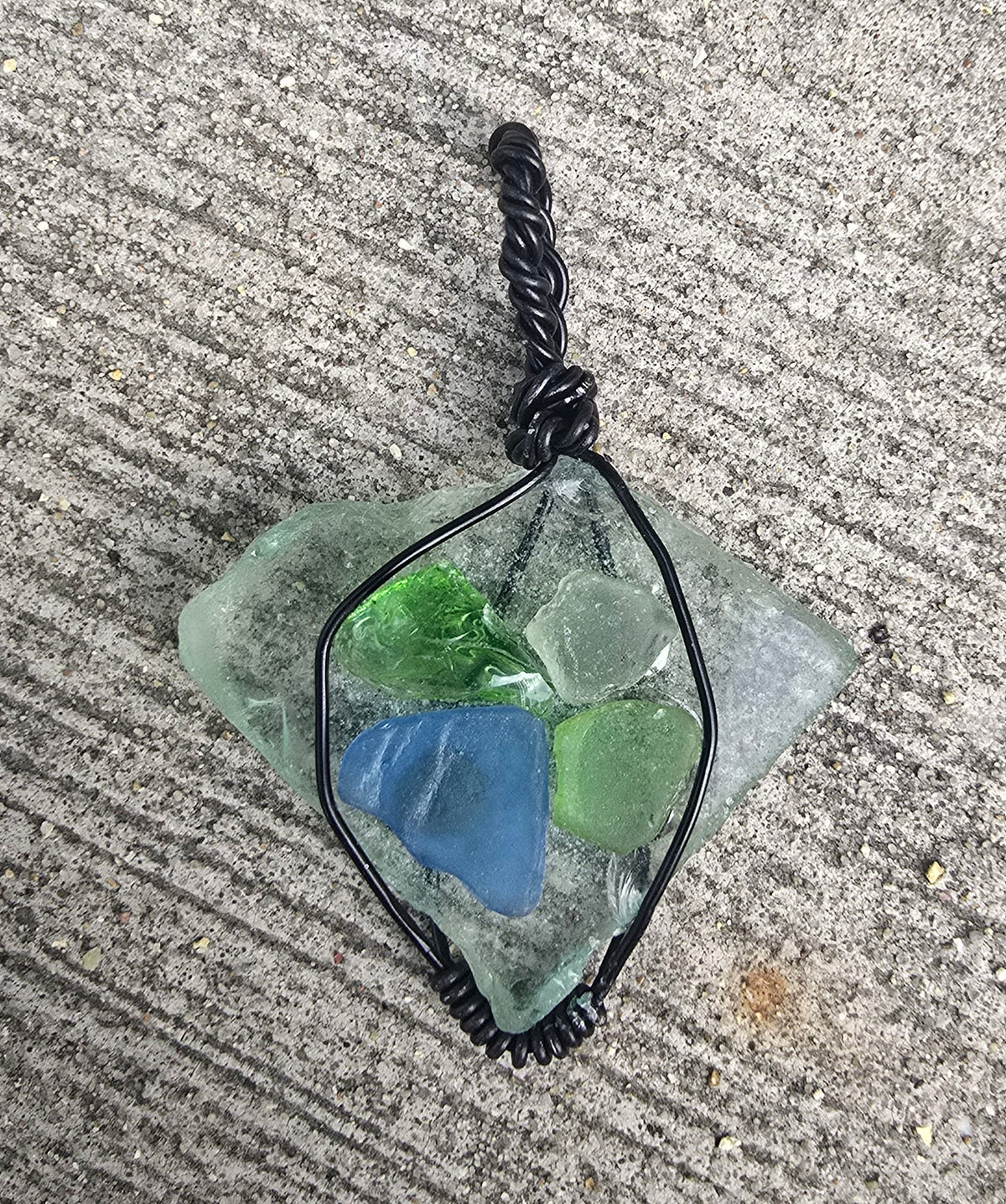 Layered Glass Wire-Wrapped Pendant