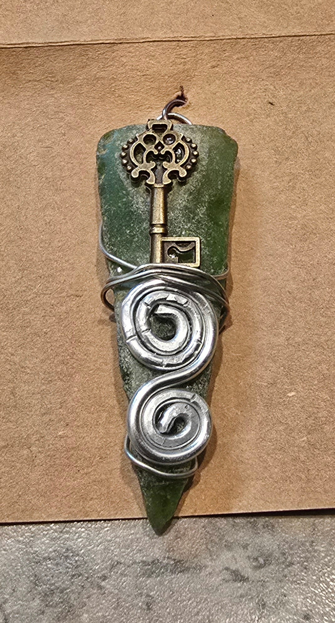 Green sea glass pendant